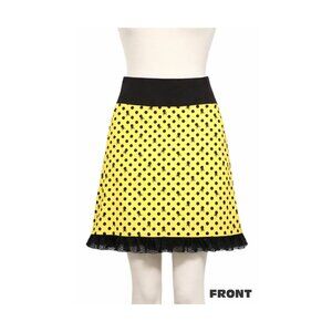 Yellow Pixie Skirt Black Polka Dot Skull Print Punk Rock Goth Alternative Tulle